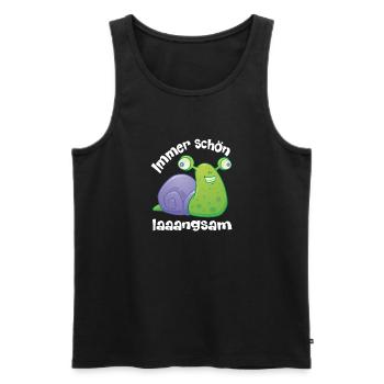 immer schoen langsam mit lustiger Schnecke - Männer Premium Bio Tank Top - Schwarz - Vorne - Michal (187cm)