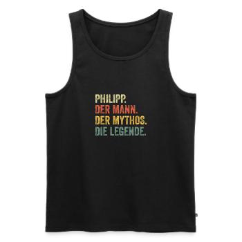 Philipp Mann Mythos Legende Vorname Name - Männer Premium Bio Tank Top - Schwarz - Vorne - Michal (187cm)