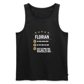 Florian Habe immer Recht Namenstag - Männer Premium Bio Tank Top - Schwarz - Vorne - Michal (187cm)