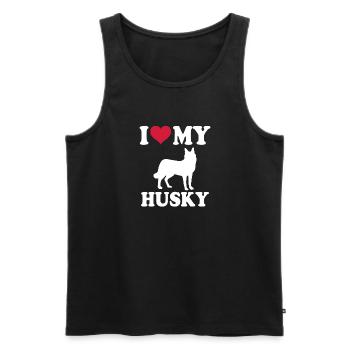 Husky Dog Dog Propriétaire de chien - Débardeur bio Premium Homme - noir - Devant - AI Model Male 178 light (178cm)
