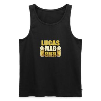 Lucas mag Bier Name Geburtstag - Männer Premium Bio Tank Top - Schwarz - Vorne - AI Model Male 178 light (178cm)