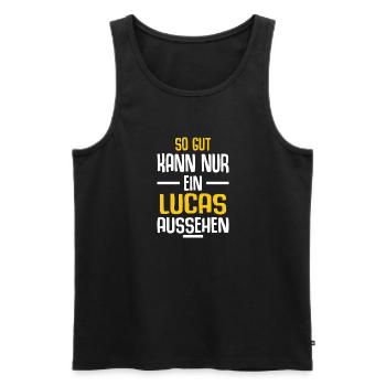 Lucas Vorname Name Geburtstag - Männer Premium Bio Tank Top - Schwarz - Vorne - AI Model Male 178 light (178cm)