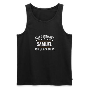 Samuel Vorname Name Geburtstag - Männer Premium Bio Tank Top - Schwarz - Vorne - AI Model Male 178 light (178cm)