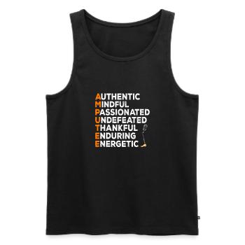 Leg surgery wheelchair lost leg - Men's Premium Organic Tank Top - black - Front - AI Model Male 178 light (178cm)