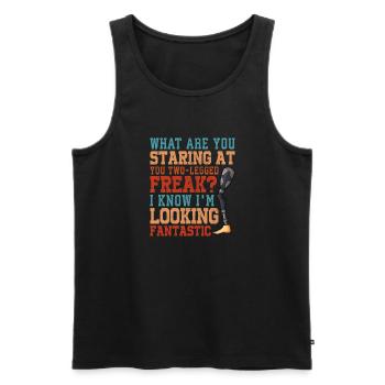 Leg surgery wheelchair lost leg - Men's Premium Organic Tank Top - black - Front - AI Model Male 178 light (178cm)