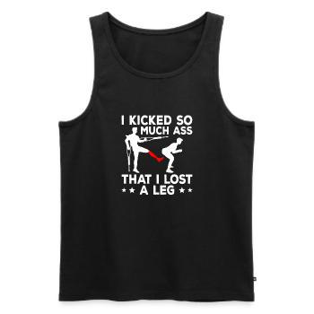 Leg surgery wheelchair lost leg - Men's Premium Organic Tank Top - black - Front - AI Model Male 178 light (178cm)