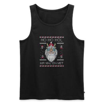 HO HO HOL MIR MAL EIN MET Ugly Christmas Wikinger - Männer Premium Bio Tank Top - Schwarz - Vorne - Michal (187cm)