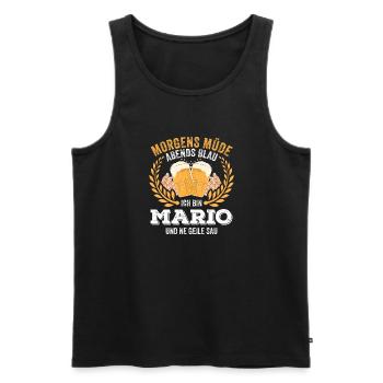 Mario Vorname Name Geburtstag Bier saufen - Männer Premium Bio Tank Top - Schwarz - Vorne - Michal (187cm)