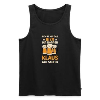Reicht mir das Bier Klaus Saufen Namen - Männer Premium Bio Tank Top - Schwarz - Vorne - Michal (187cm)