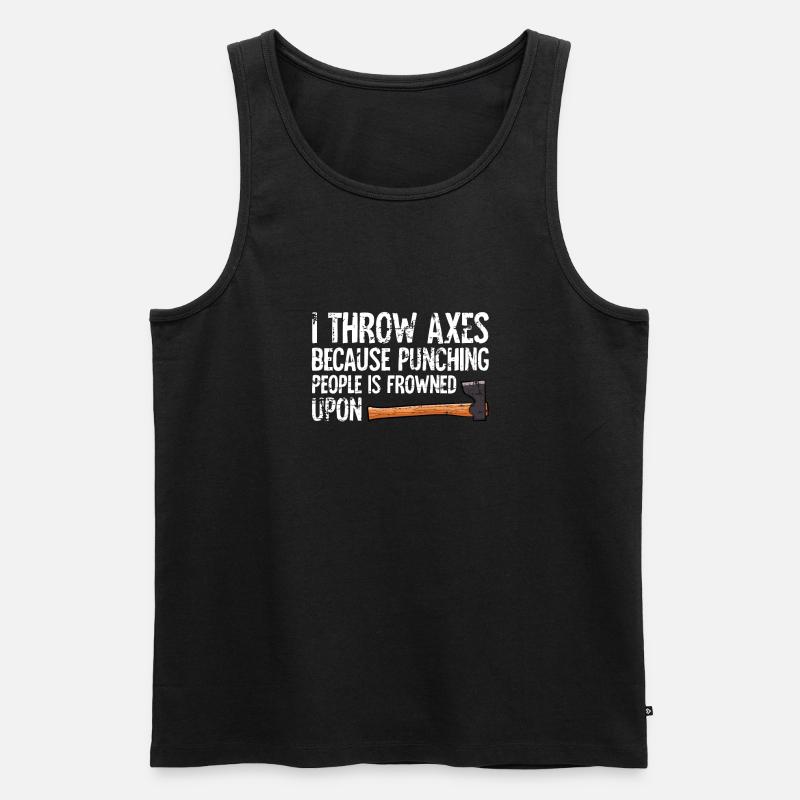 Axt Werfen - Männer Premium Bio Tank Top - Schwarz