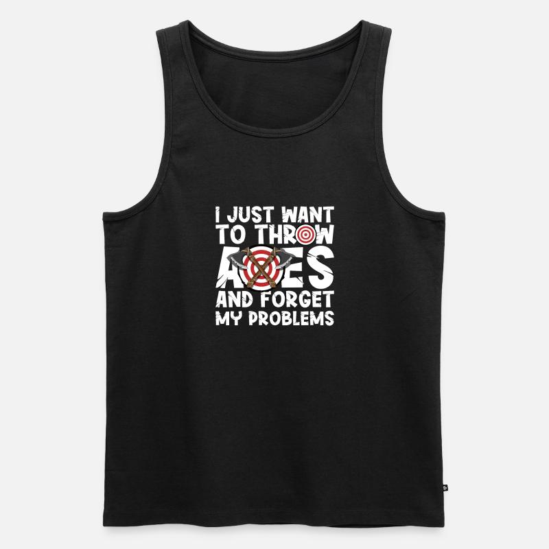 Axt Werfen - Männer Premium Bio Tank Top - Schwarz