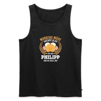 Philipp Vorname Name Geburtstag Bier saufen - Männer Premium Bio Tank Top - Schwarz - Vorne - Michal (187cm)