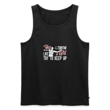 Speerwurfstrecker Leichtathletik Speerwerfer - Männer Premium Bio Tank Top - Schwarz - Vorne - AI Model Male 178 light (178cm)