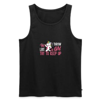 Speerwurfstrecker Leichtathletik Speerwerfer - Männer Premium Bio Tank Top - Schwarz - Vorne - AI Model Male 178 light (178cm)