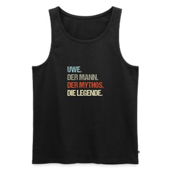 Uwe der Mann der Mythos die Legende - Männer Premium Bio Tank Top - Schwarz - Vorne - Michal (187cm)