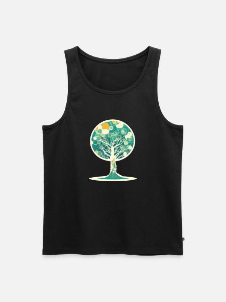 Aquarell Baum - Männer Premium Bio Tank Top - Schwarz