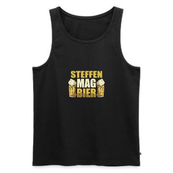 STeffen mag Bier Name Geburtstag - Männer Premium Bio Tank Top - Schwarz - Vorne - Michal (187cm)