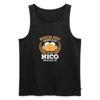 Nico Vorname Name Geburtstag Bier saufen - Männer Premium Bio Tank Top - Schwarz - Vorne - Michal (187cm)