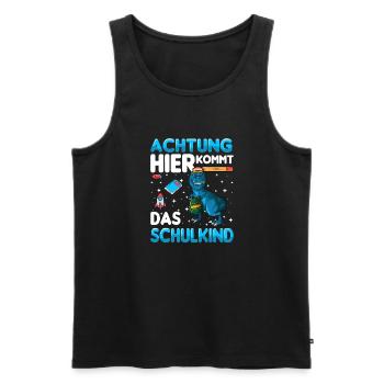 Achtung hier kommt das Schulkind Einschulung dino - Männer Premium Bio Tank Top - Schwarz - Vorne - Michal (187cm)