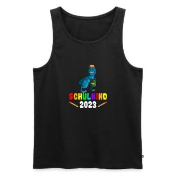Schulkind 2023 1. Klasse Einschulung Dino - Männer Premium Bio Tank Top - Schwarz - Vorne - Michal (187cm)