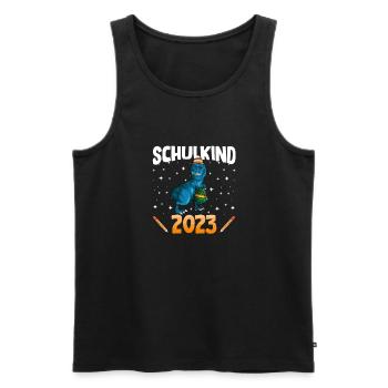 Schulkind 2023 1. Klasse Einschulung Dino - Männer Premium Bio Tank Top - Schwarz - Vorne - Michal (187cm)