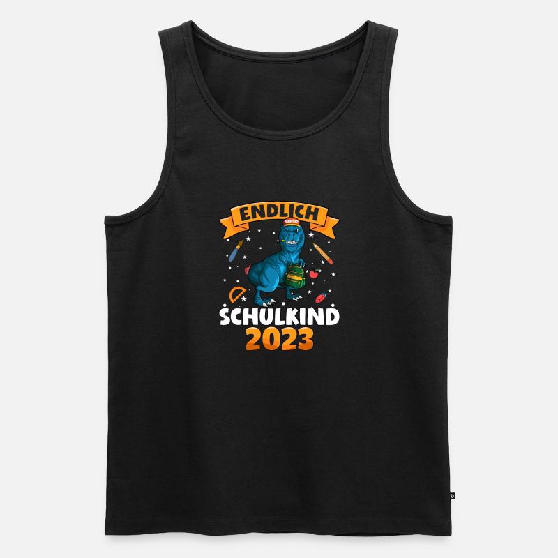 Endlich Schulkind 2023 Einschulung Dinosaurier - Männer Premium Bio Tank Top - Schwarz