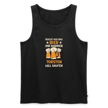 Reicht mir das Bier Torsten Saufen Namen - Männer Premium Bio Tank Top - Schwarz - Vorne - Michal (187cm)