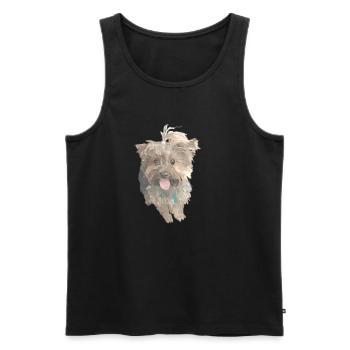 Chien York - Débardeur bio Premium Homme - noir - Devant - AI Model Male 178 light (178cm)