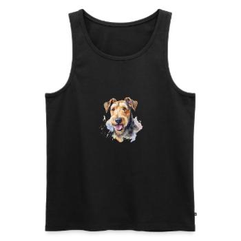 Airedale Terrier - Männer Premium Bio Tank Top - Schwarz - Vorne - AI Model Male 178 light (178cm)