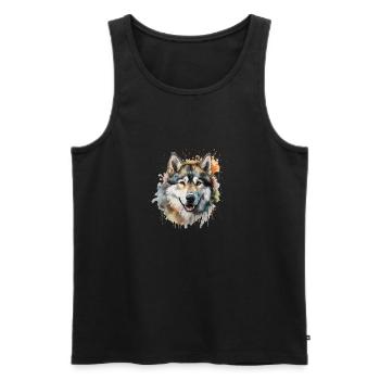 Alaskan Malamute - Men's Premium Organic Tank Top - black - Front - AI Model Male 178 light (178cm)