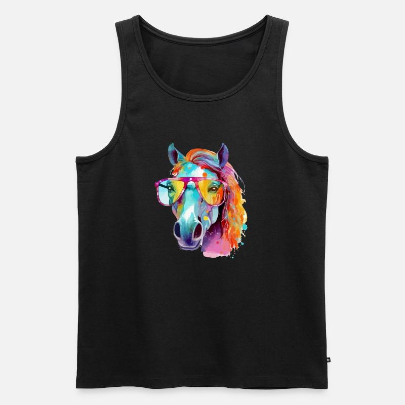 Mana, die bebrillte Stute - Männer Premium Bio Tank Top - Schwarz