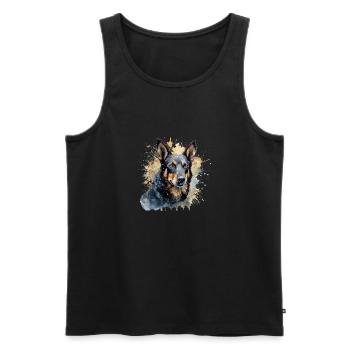 Kelpie australien - Débardeur bio Premium Homme - noir - Devant - AI Model Male 178 light (178cm)