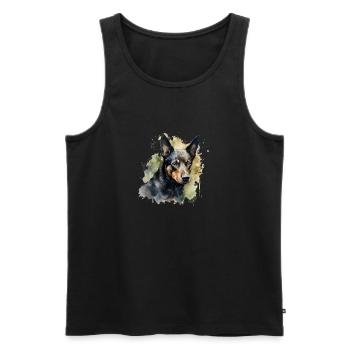 Kelpie australien - Débardeur bio Premium Homme - noir - Devant - AI Model Male 178 light (178cm)