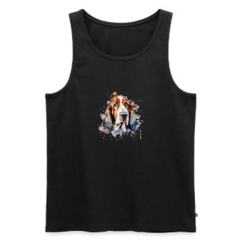 Basset Hound - Débardeur bio Premium Homme - noir - Devant - AI Model Male 178 light (178cm)