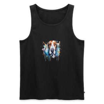 Basset Hound - Débardeur bio Premium Homme - noir - Devant - AI Model Male 178 light (178cm)