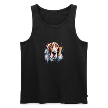 Basset Hound - Débardeur bio Premium Homme - noir - Devant - AI Model Male 178 light (178cm)