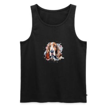 Basset Hound - Men's Premium Organic Tank Top - black - Front - AI Model Male 178 light (178cm)