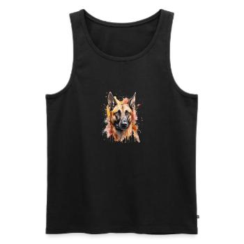 Belgian Malinois - Men's Premium Organic Tank Top - black - Front - AI Model Male 178 light (178cm)