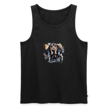 Black and Tan Coonhound - Men's Premium Organic Tank Top - black - Front - AI Model Male 178 light (178cm)