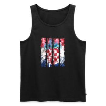 Kroatische Nationalflagge Emblem Kroatien Hrvatska hrv - Männer Premium Bio Tank Top - Schwarz - Vorne - AI Model Male 178 light (178cm)