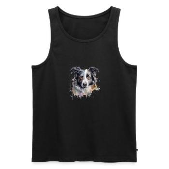 Border Collie - Men's Premium Organic Tank Top - black - Front - AI Model Male 178 light (178cm)