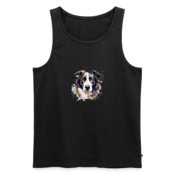 Border Collie - Men's Premium Organic Tank Top - black - Front - AI Model Male 178 light (178cm)