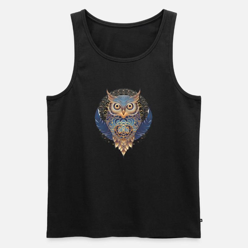 Weisheit der Eule - Männer Premium Bio Tank Top - Schwarz