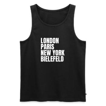Bielefeld Weltstadt - Männer Premium Bio Tank Top - Schwarz - Vorne - Michal (187cm)