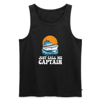 Appelez-moi simplement Captain Pontoon King Motorboating - Débardeur bio Premium Homme - noir - Devant - AI Model Male 178 light (178cm)