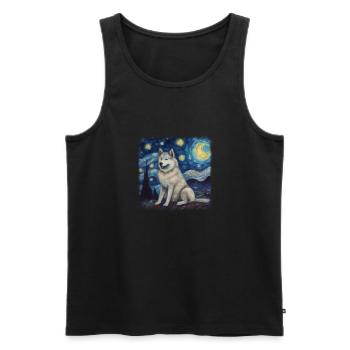 Malamute d’Alaska Van Gogh nuit étoilée - Débardeur bio Premium Homme - noir - Devant - Michal (187cm)
