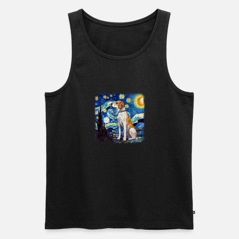 Beagle Van Gogh nuit étoilée - Débardeur bio Premium Homme - noir