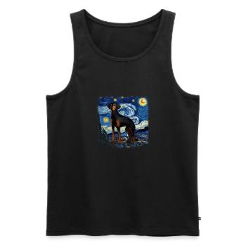 Black and Tan Coonhound Van gogh nuit étoilée - Débardeur bio Premium Homme - noir - Devant - Michal (187cm)