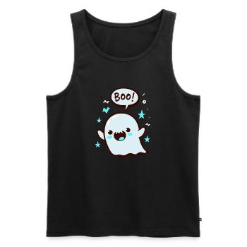 Spooky Cute Kawaii Ghost Design - Boo - Men's Premium Organic Tank Top - black - Front - AI Model Male 178 light (178cm)