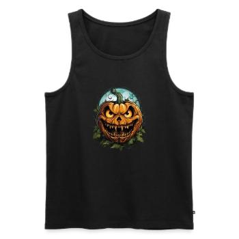 Scary Pumpkin Face I Spooky Halloween - Männer Premium Bio Tank Top - Schwarz - Vorne - Michal (187cm)